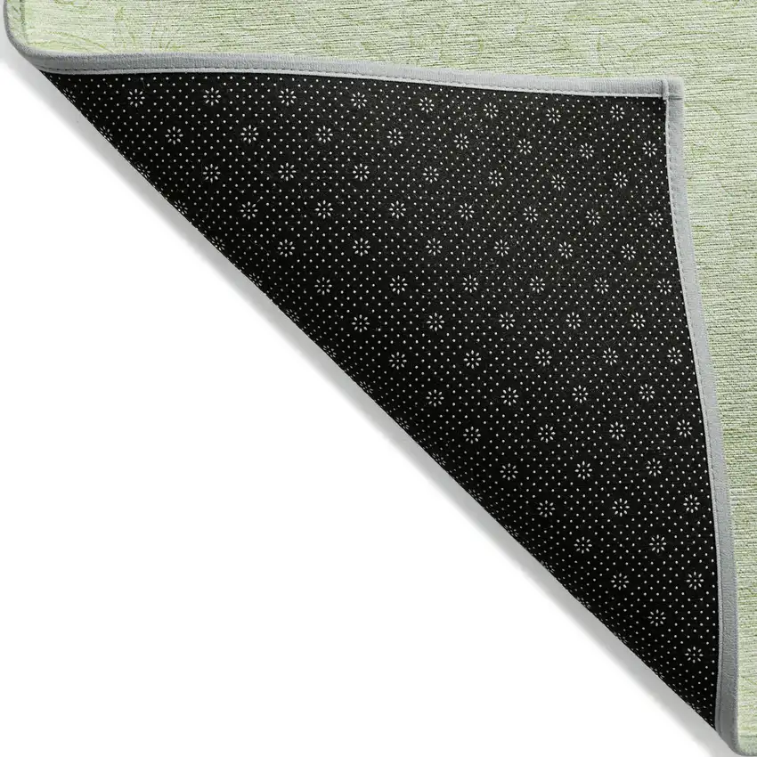 Artichoke Green And Mint Green Floral Washable Indoor Outdoor Area Rug Photo 3