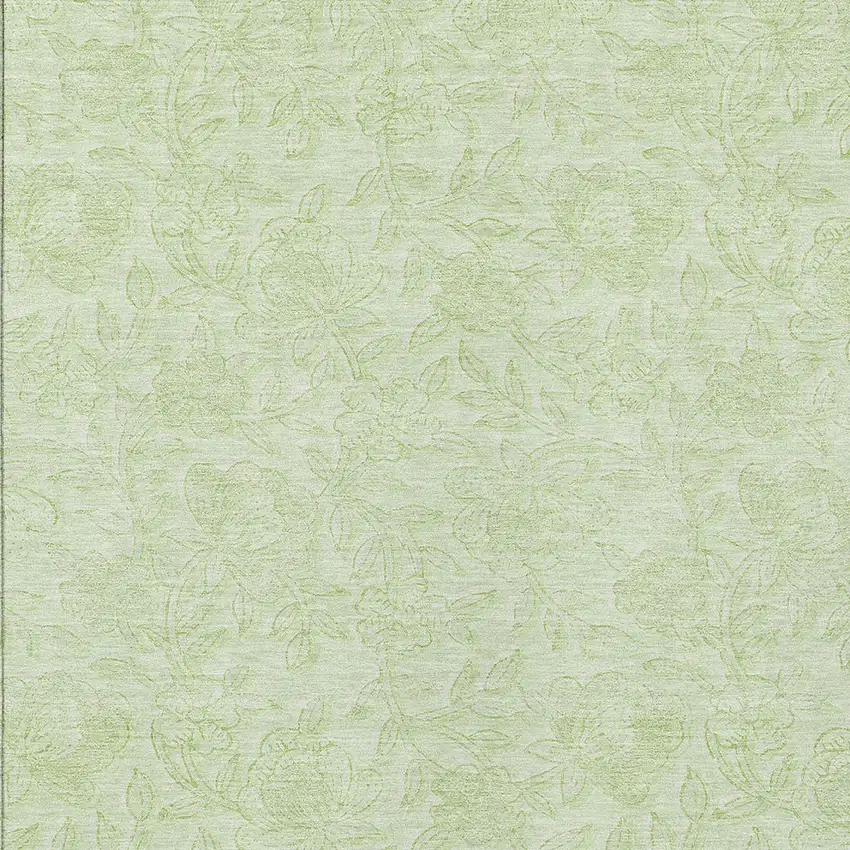 Artichoke Green And Mint Green Floral Washable Indoor Outdoor Area Rug Photo 5