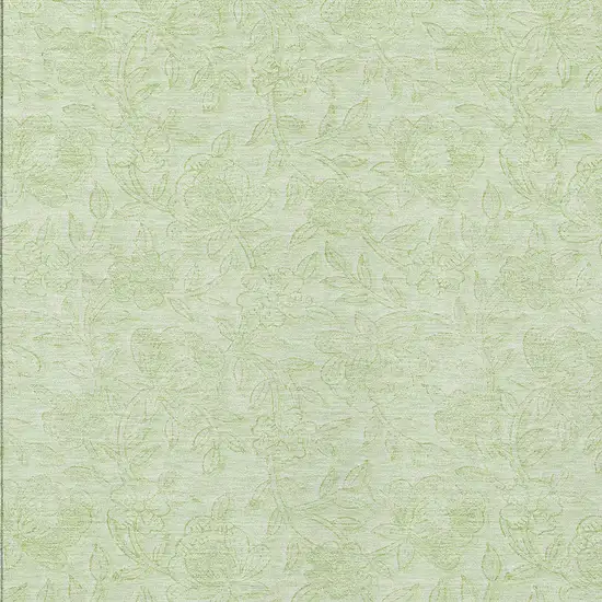 Artichoke Green And Mint Green Floral Washable Indoor Outdoor Area Rug Photo 5