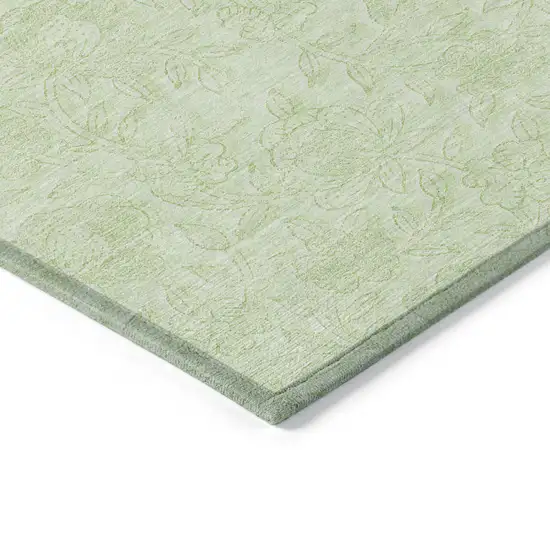 Artichoke Green And Mint Green Floral Washable Indoor Outdoor Area Rug Photo 4