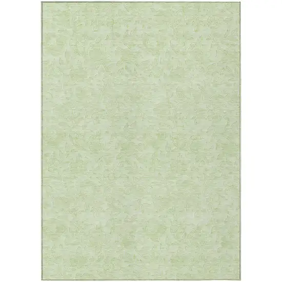 Artichoke Green And Mint Green Floral Washable Indoor Outdoor Area Rug Photo 2