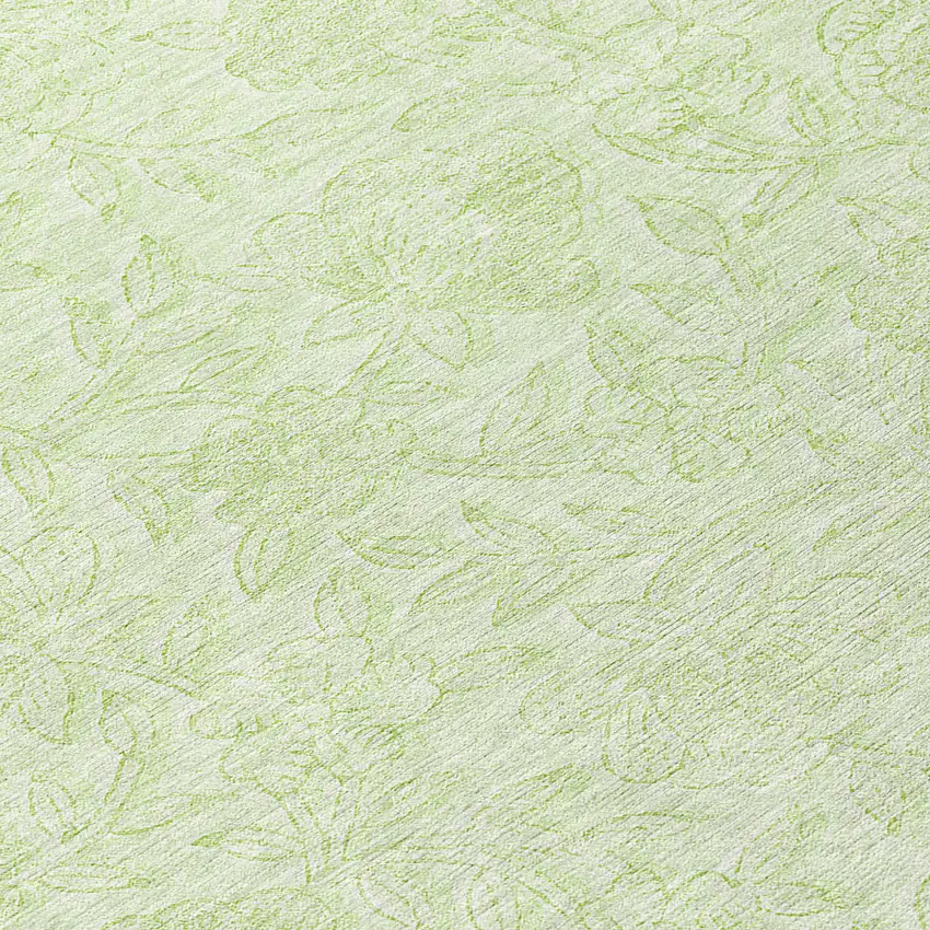 Artichoke Green And Mint Green Floral Washable Indoor Outdoor Area Rug Photo 7