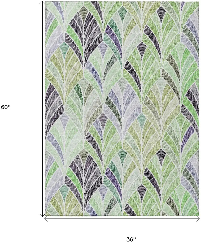 Artichoke Green And Mint Green Geometric Washable Indoor Outdoor Area Rug Photo 3