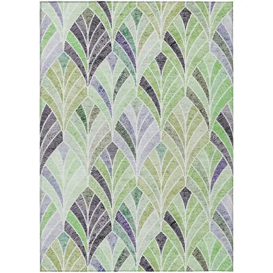 Artichoke Green And Mint Green Geometric Washable Indoor Outdoor Area Rug Photo 2