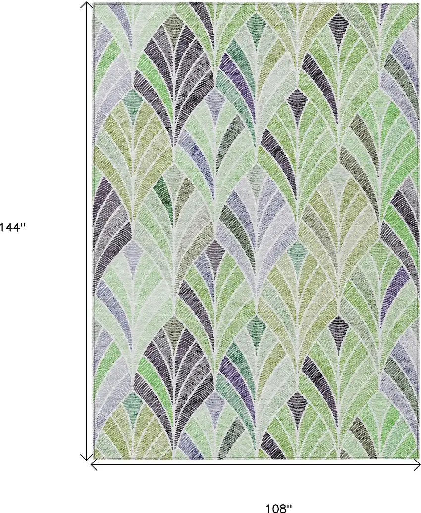 Artichoke Green And Mint Green Geometric Washable Indoor Outdoor Area Rug Photo 3