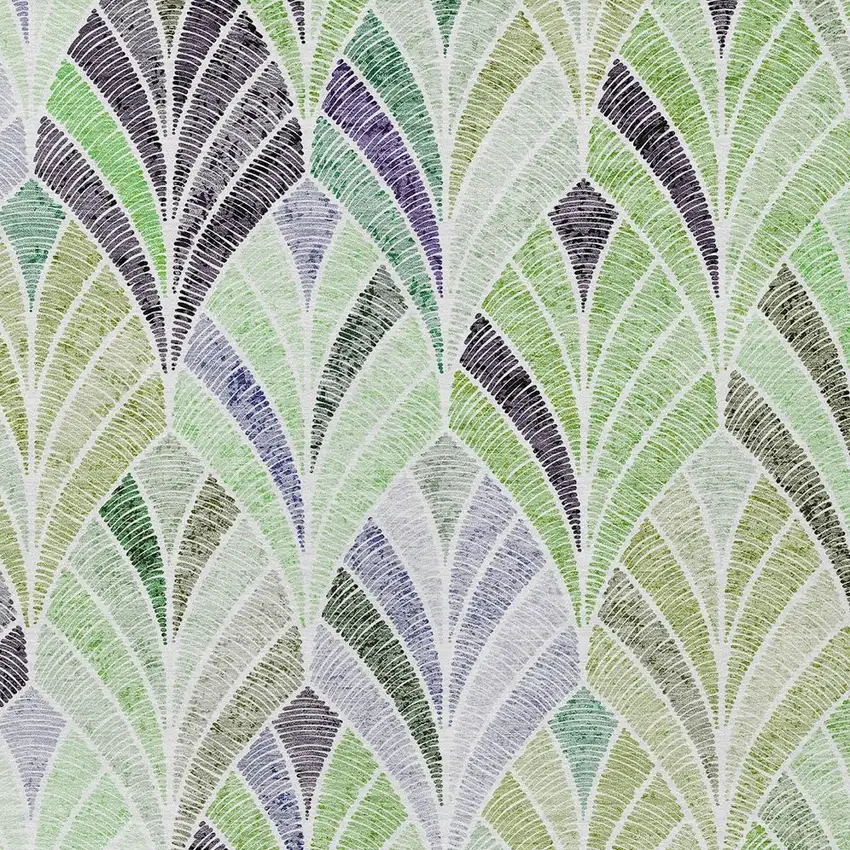 Artichoke Green And Mint Green Geometric Washable Indoor Outdoor Area Rug Photo 6