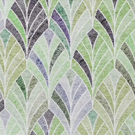 Artichoke Green And Mint Green Geometric Washable Indoor Outdoor Area Rug Photo 6