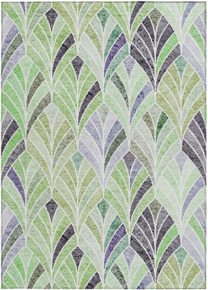 Artichoke Green And Mint Green Geometric Washable Indoor Outdoor Area Rug Photo 7