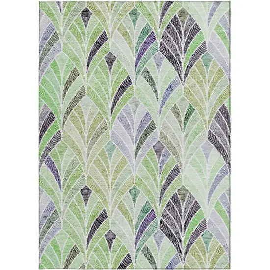 Artichoke Green And Mint Green Geometric Washable Indoor Outdoor Area Rug Photo 7