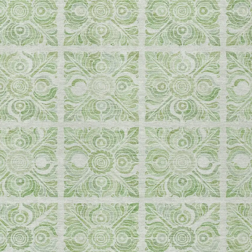 Artichoke Green And Mint Green Medallion Washable Indoor Outdoor Area Rug Photo 6