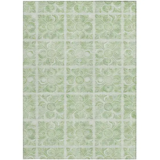 Artichoke Green And Mint Green Medallion Washable Indoor Outdoor Area Rug Photo 7