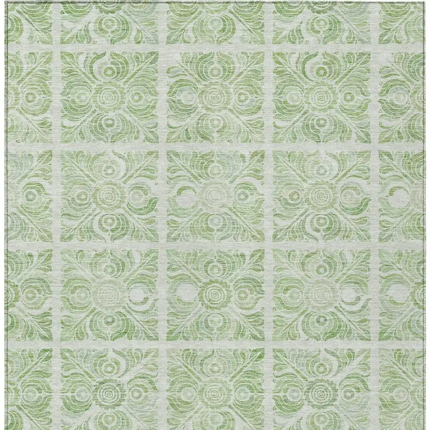 Artichoke Green And Mint Green Medallion Washable Indoor Outdoor Area Rug Photo 6