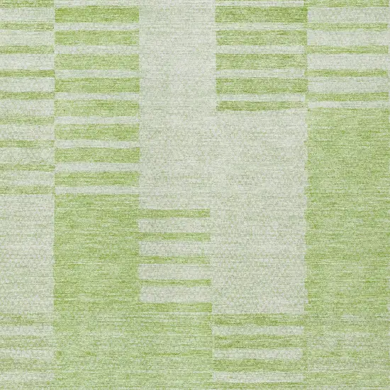 Artichoke Green And Mint Green Striped Washable Indoor Outdoor Area Rug Photo 5