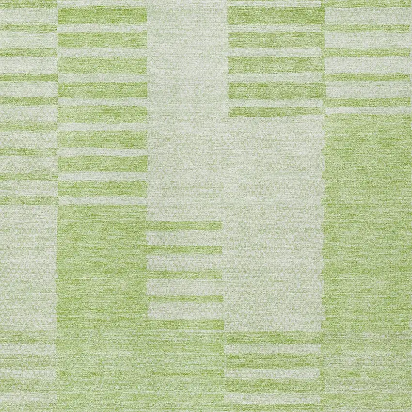 Artichoke Green And Mint Green Striped Washable Indoor Outdoor Area Rug Photo 5