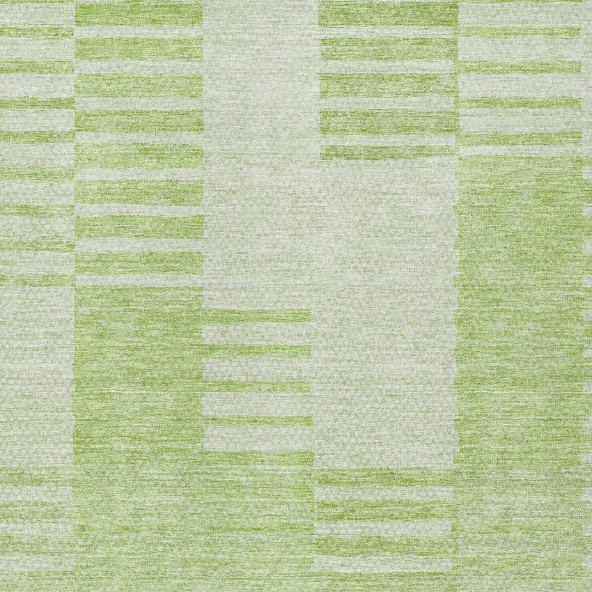 Artichoke Green And Mint Green Striped Washable Indoor Outdoor Area Rug Photo 5