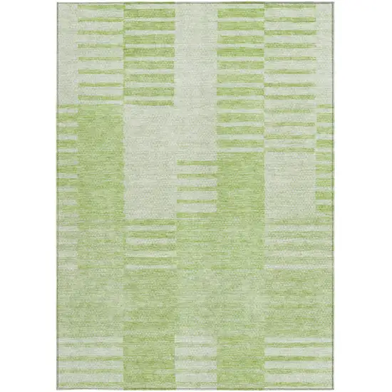 Artichoke Green And Mint Green Striped Washable Indoor Outdoor Area Rug Photo 6
