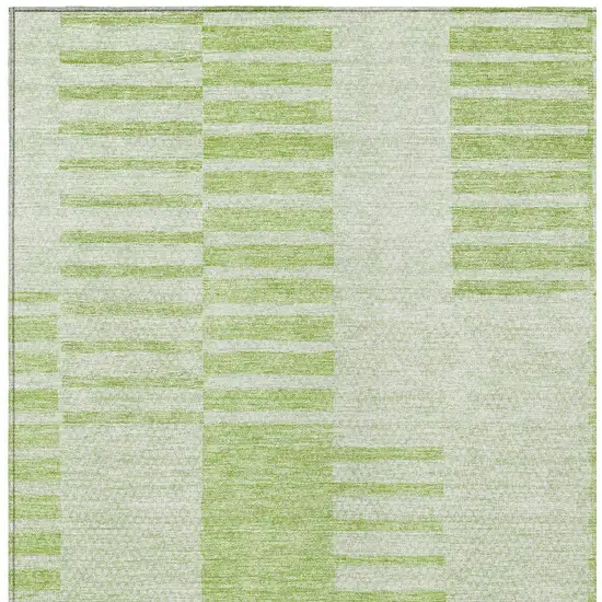 Artichoke Green And Mint Green Striped Washable Indoor Outdoor Area Rug Photo 5
