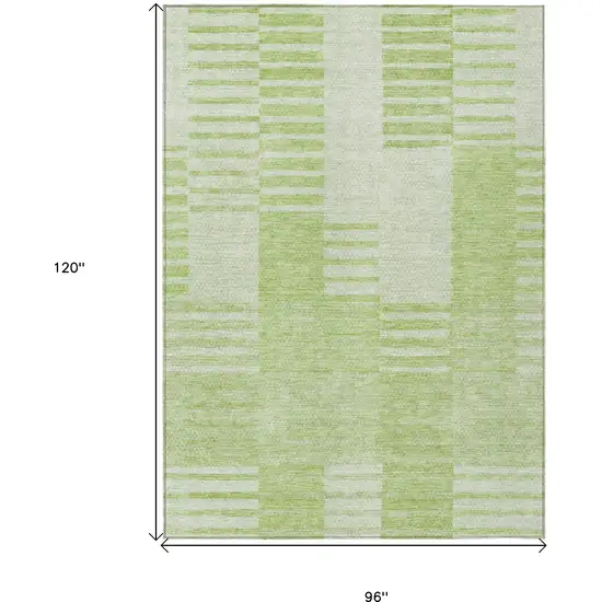 Artichoke Green And Mint Green Striped Washable Indoor Outdoor Area Rug Photo 3