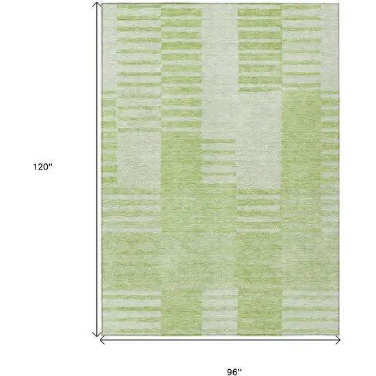 Artichoke Green And Mint Green Striped Washable Indoor Outdoor Area Rug Photo 3