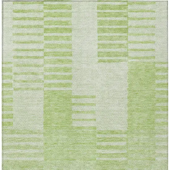 Artichoke Green And Mint Green Striped Washable Indoor Outdoor Area Rug Photo 6
