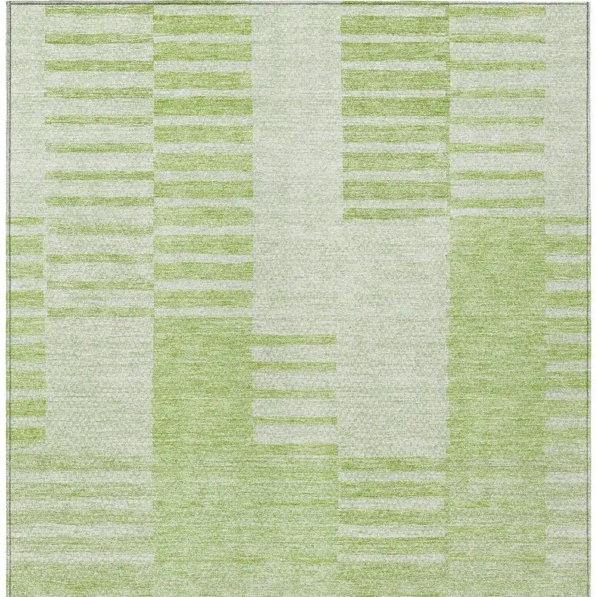Artichoke Green And Mint Green Striped Washable Indoor Outdoor Area Rug Photo 6