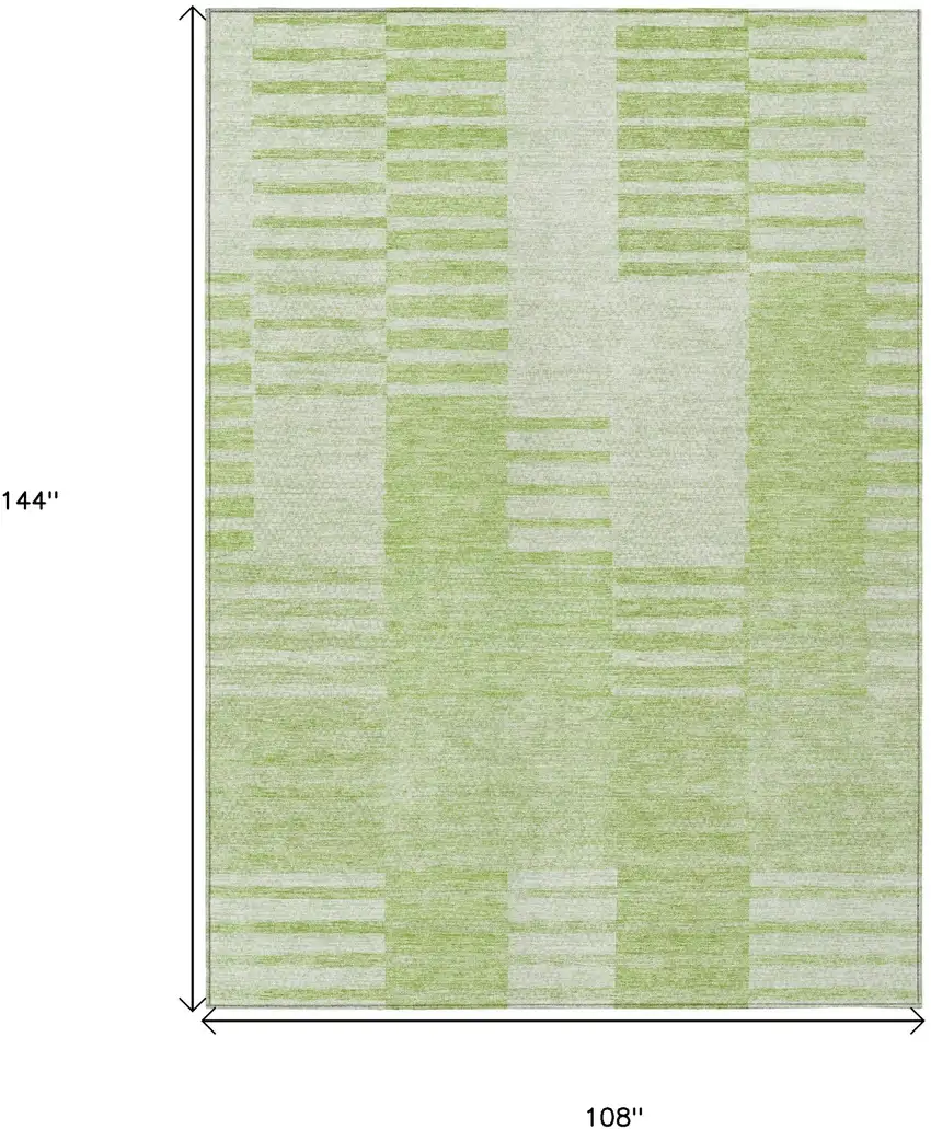Artichoke Green And Mint Green Striped Washable Indoor Outdoor Area Rug Photo 3