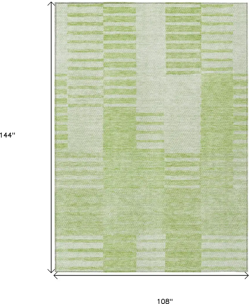 Artichoke Green And Mint Green Striped Washable Indoor Outdoor Area Rug Photo 3