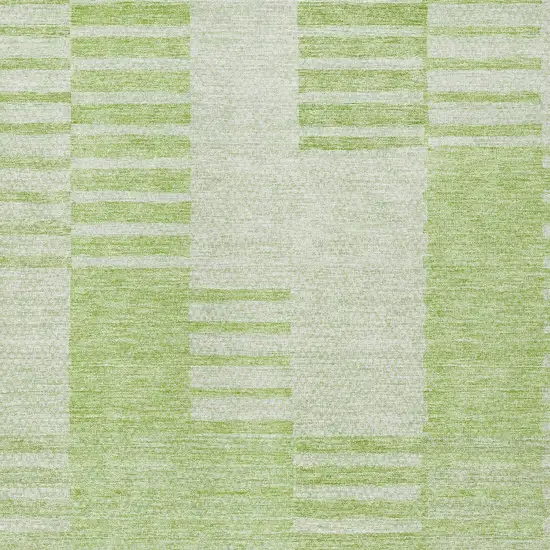 Artichoke Green And Mint Green Striped Washable Indoor Outdoor Area Rug Photo 5