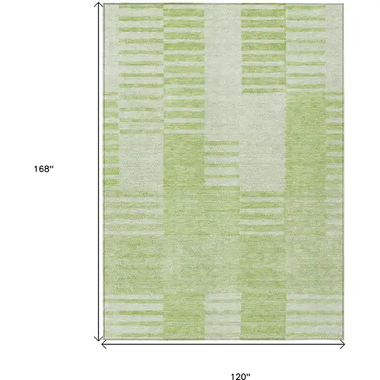 Artichoke Green And Mint Green Striped Washable Indoor Outdoor Area Rug Photo 3