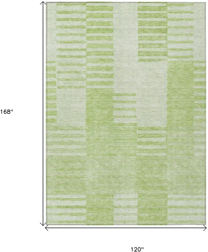 Artichoke Green And Mint Green Striped Washable Indoor Outdoor Area Rug Photo 3