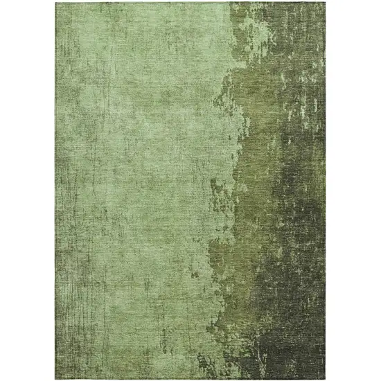 Artichoke Green And Olive Green Abstract Washable Indoor Outdoor Area Rug Photo 4