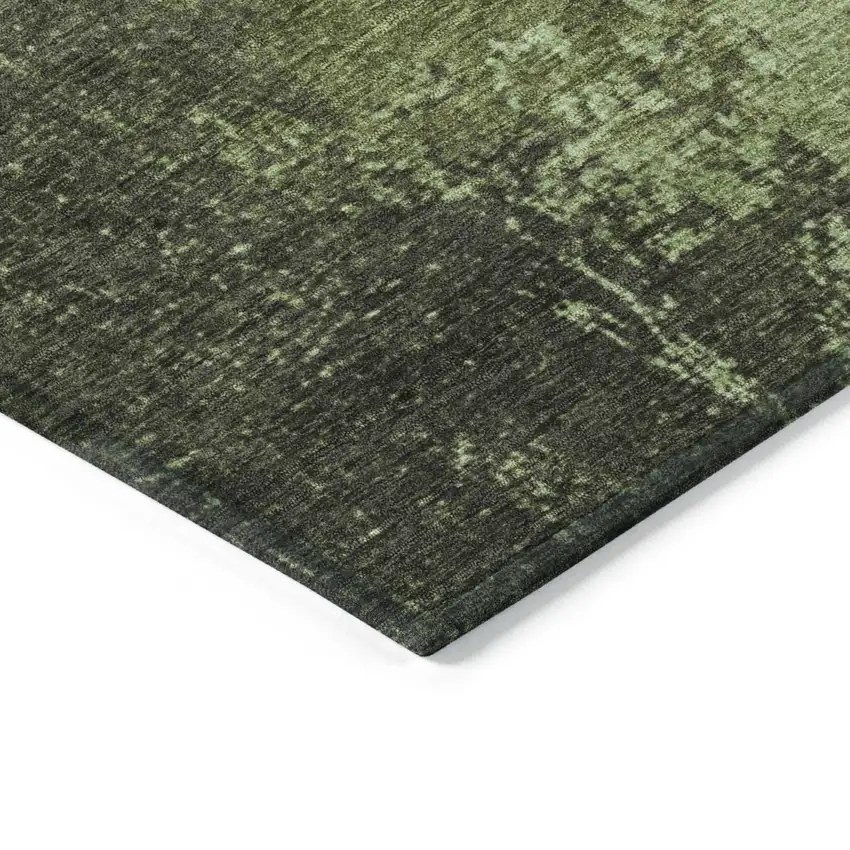 Artichoke Green And Olive Green Abstract Washable Indoor Outdoor Area Rug Photo 9