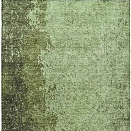 Artichoke Green And Olive Green Abstract Washable Indoor Outdoor Area Rug Photo 4