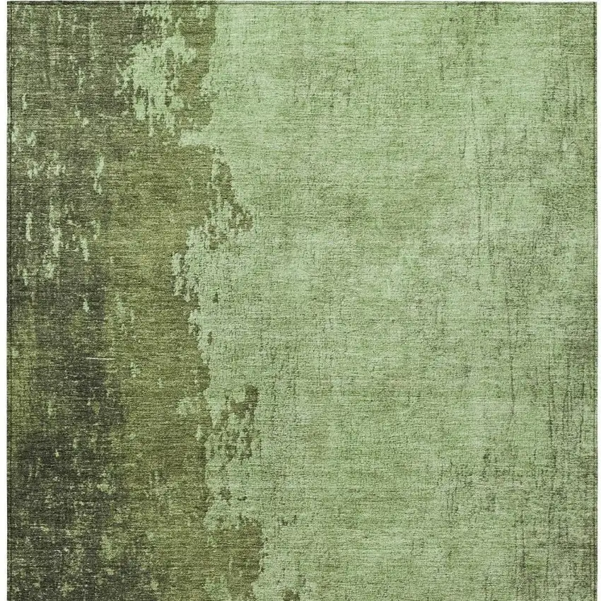 Artichoke Green And Olive Green Abstract Washable Indoor Outdoor Area Rug Photo 4