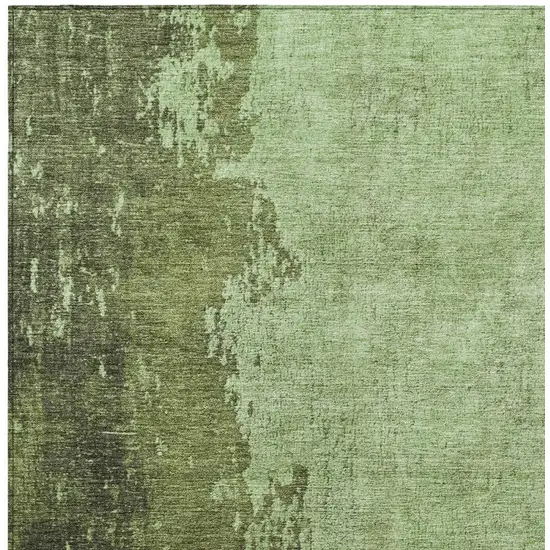 Artichoke Green And Olive Green Abstract Washable Indoor Outdoor Area Rug Photo 4
