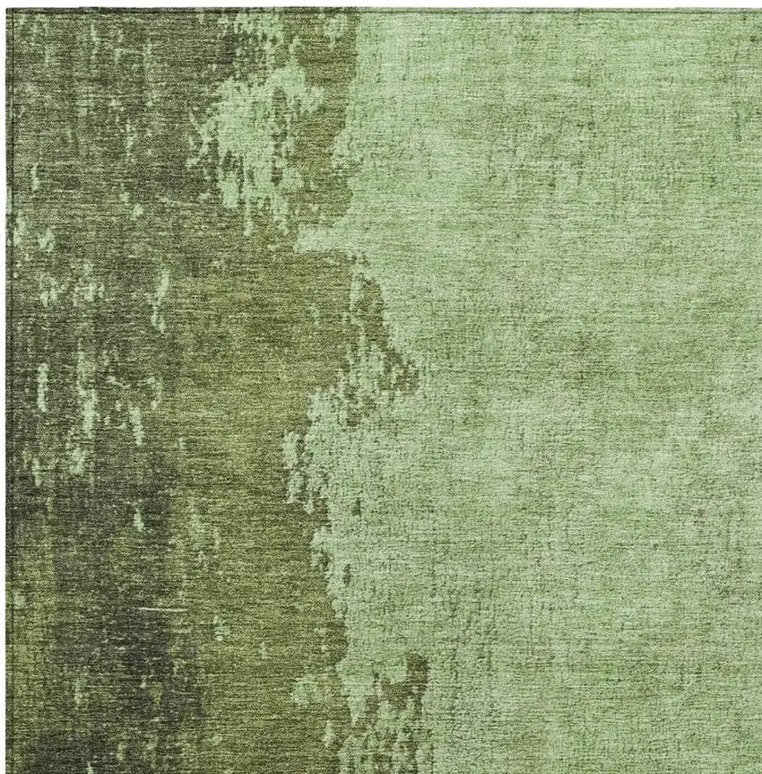 Artichoke Green And Olive Green Abstract Washable Indoor Outdoor Area Rug Photo 4