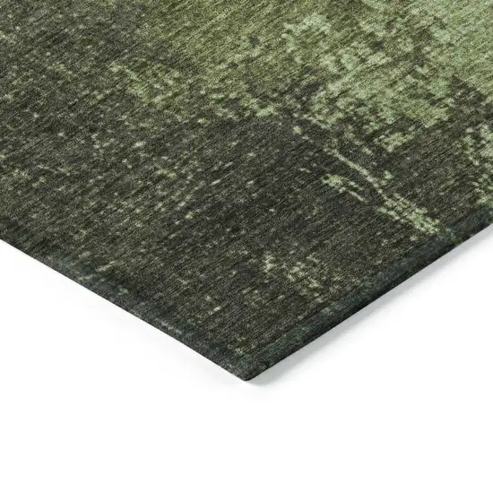 Artichoke Green And Olive Green Abstract Washable Indoor Outdoor Area Rug Photo 9
