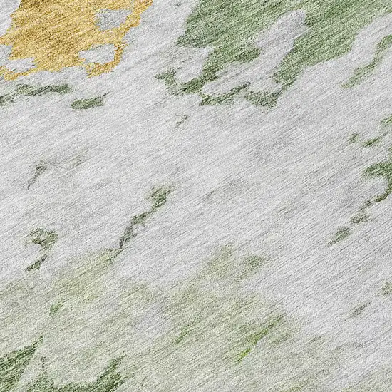 Artichoke Green And Olive Green Abstract Washable Indoor Outdoor Area Rug Photo 6