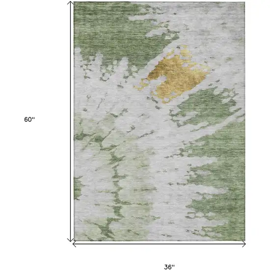 Artichoke Green And Olive Green Abstract Washable Indoor Outdoor Area Rug Photo 9