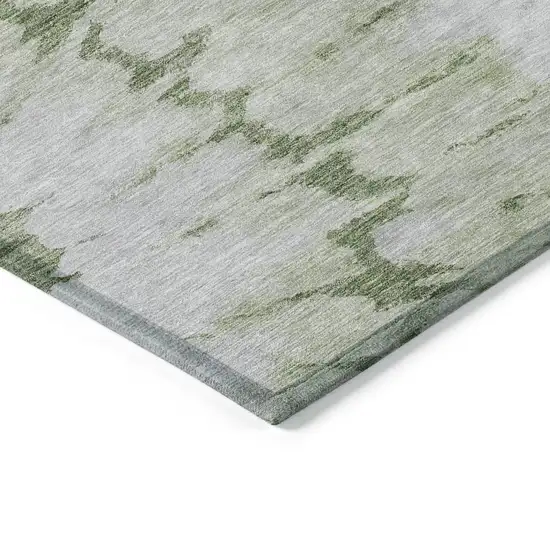 Artichoke Green And Olive Green Abstract Washable Indoor Outdoor Area Rug Photo 4