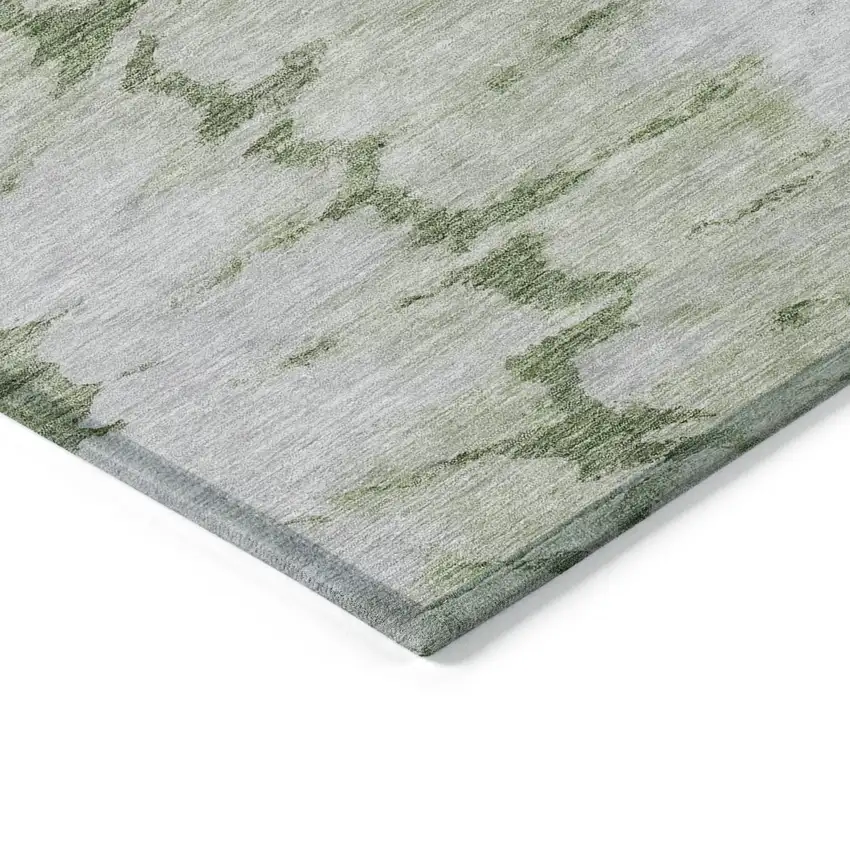 Artichoke Green And Olive Green Abstract Washable Indoor Outdoor Area Rug Photo 4