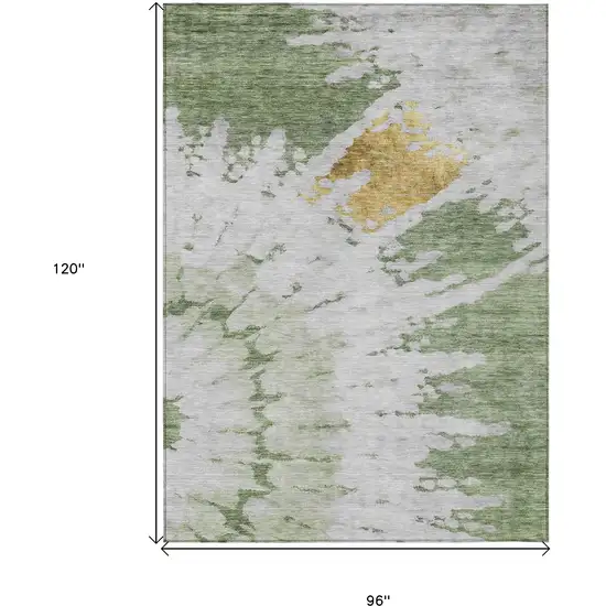 Artichoke Green And Olive Green Abstract Washable Indoor Outdoor Area Rug Photo 3