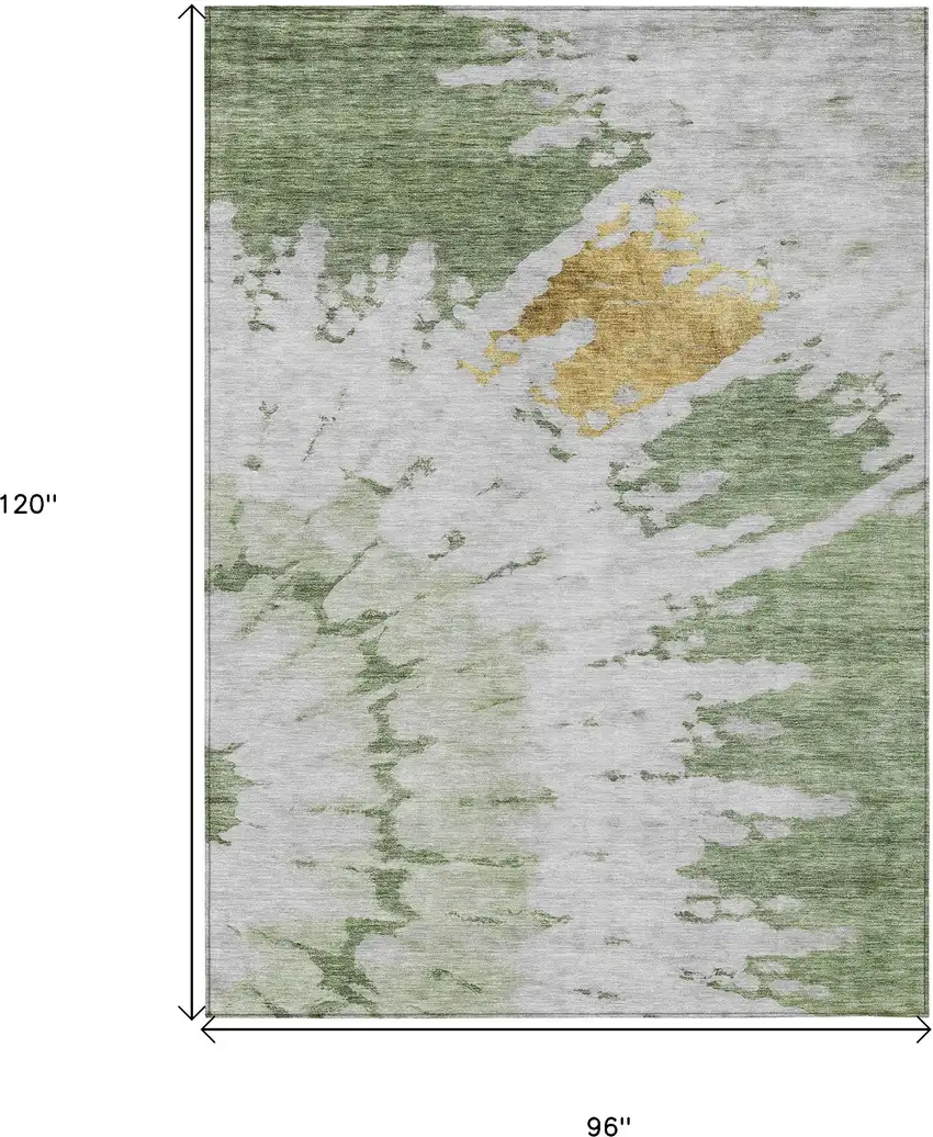 Artichoke Green And Olive Green Abstract Washable Indoor Outdoor Area Rug Photo 3
