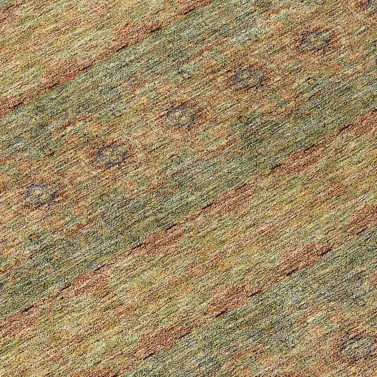Artichoke Green And Olive Green Floral Medallion Washable Indoor Outdoor Area Rug Photo 6