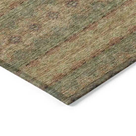 Artichoke Green And Olive Green Floral Medallion Washable Indoor Outdoor Area Rug Photo 4