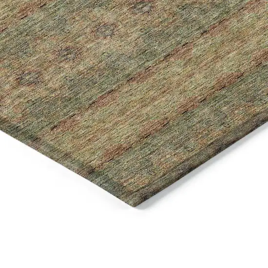 Artichoke Green And Olive Green Floral Medallion Washable Indoor Outdoor Area Rug Photo 4