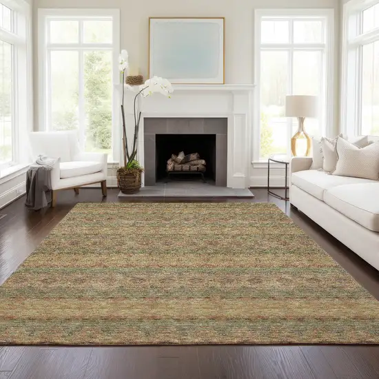 Artichoke Green And Olive Green Floral Medallion Washable Indoor Outdoor Area Rug Photo 8