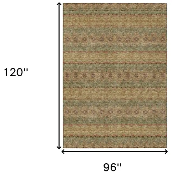 Artichoke Green And Olive Green Floral Medallion Washable Indoor Outdoor Area Rug Photo 3