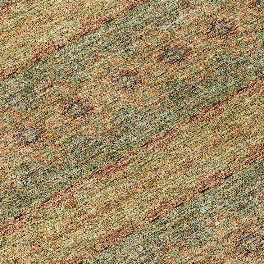 Artichoke Green And Olive Green Floral Medallion Washable Indoor Outdoor Area Rug Photo 6