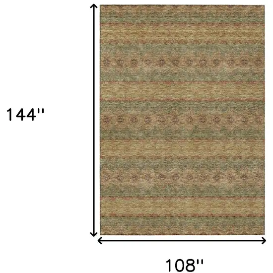 Artichoke Green And Olive Green Floral Medallion Washable Indoor Outdoor Area Rug Photo 3